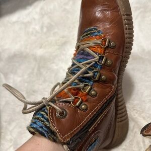 Leather wool booties